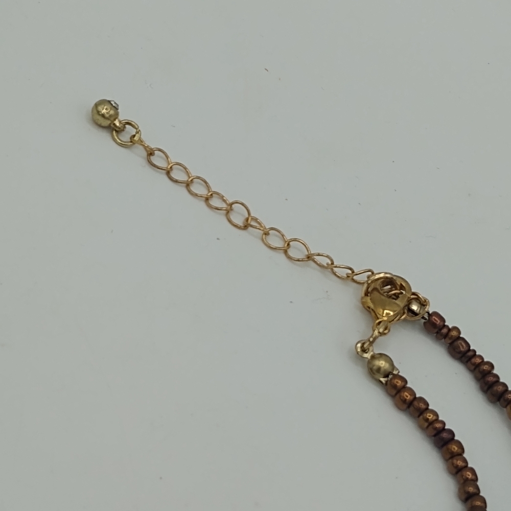 Murano Style Millefiori Resin or Glass Pendant Necklace with Bronze Beads - Picture 3 of 8